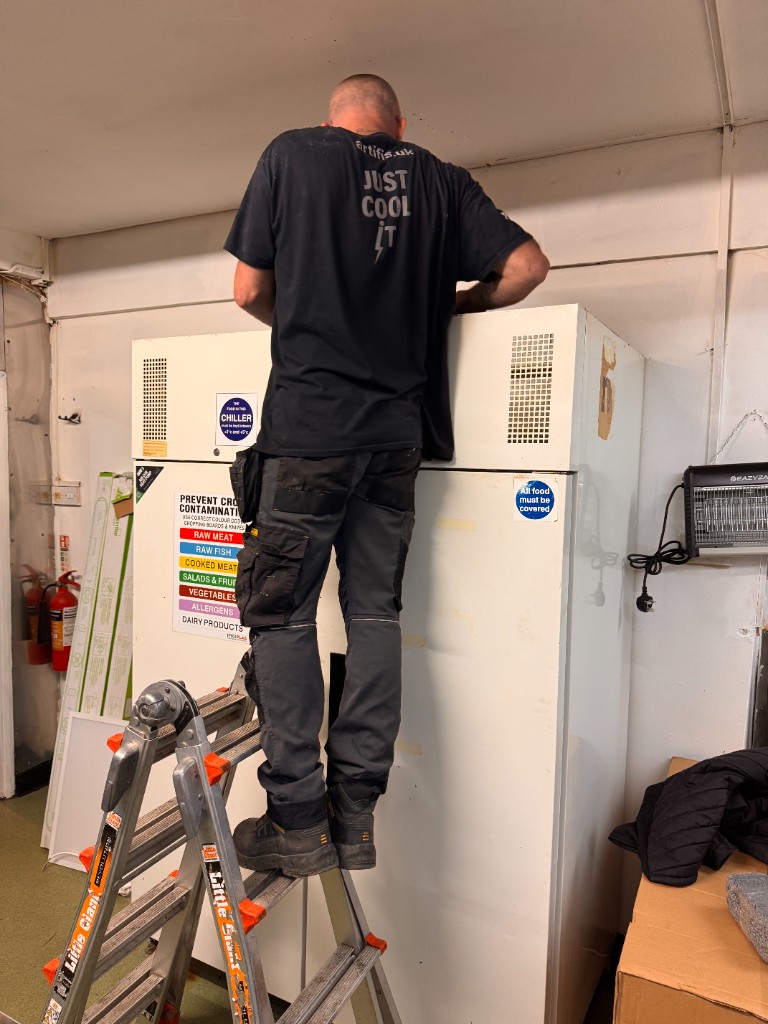 Artifis.uk JUST COOL IT workwear during Polar chiller service